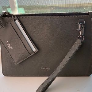 botkier New York wristlet with back pocket & credit card case  | gray
